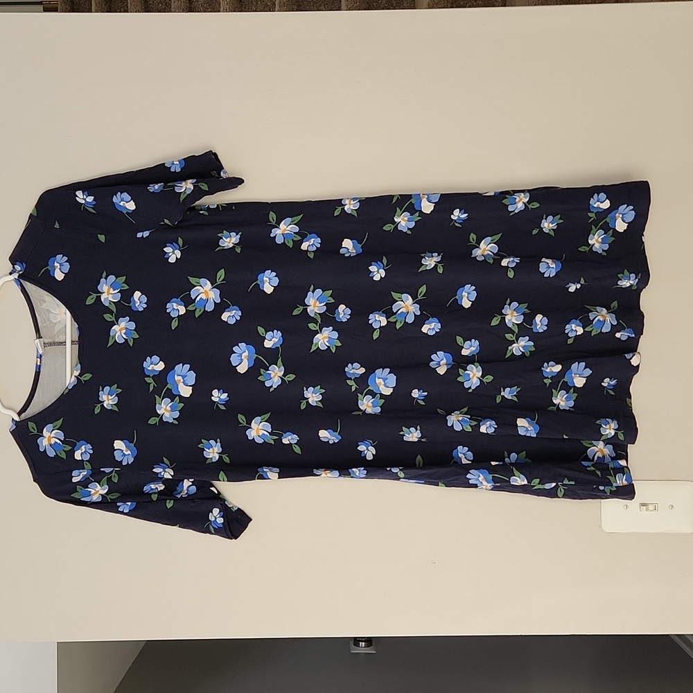 Old Navy Navy Blue Floral Dress Blue and White Flowers Women's Small Petite